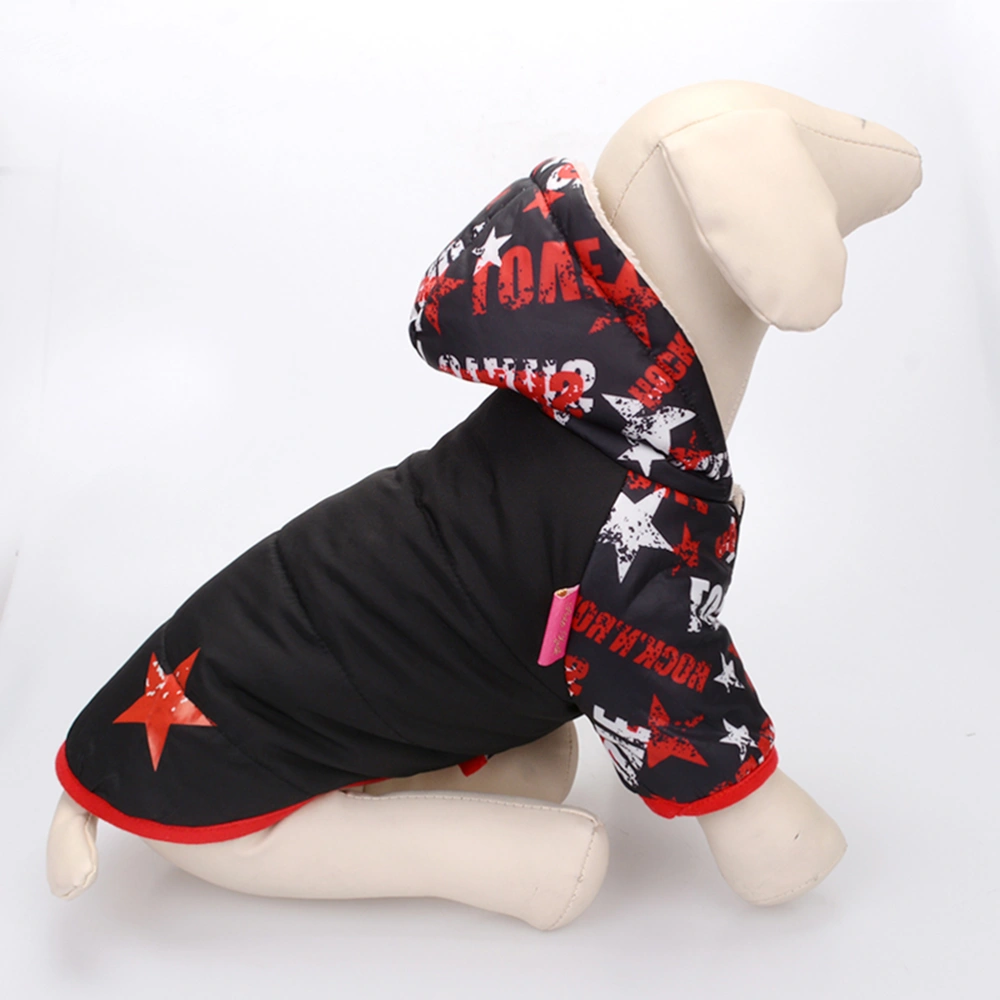 Pet Dog Keep Warm Cotton Vest Autumn Winter Stars patterned Dog Dog Coat Outdoor Sports Pet Vest Snowsuit Apparel for Pet Dog (Black, XXL)