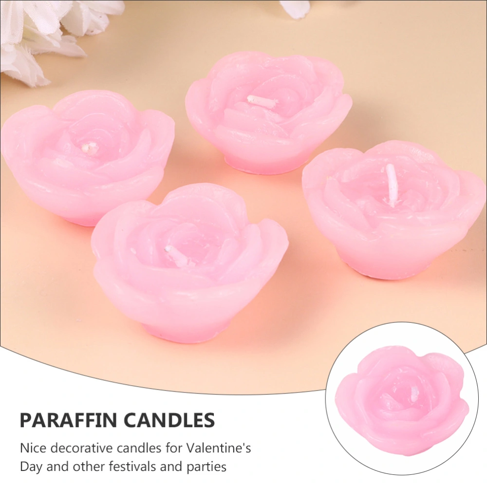 5Pcs Floating Romantic Rose Shape Candles Flower Paraffin Candles Party Ornament