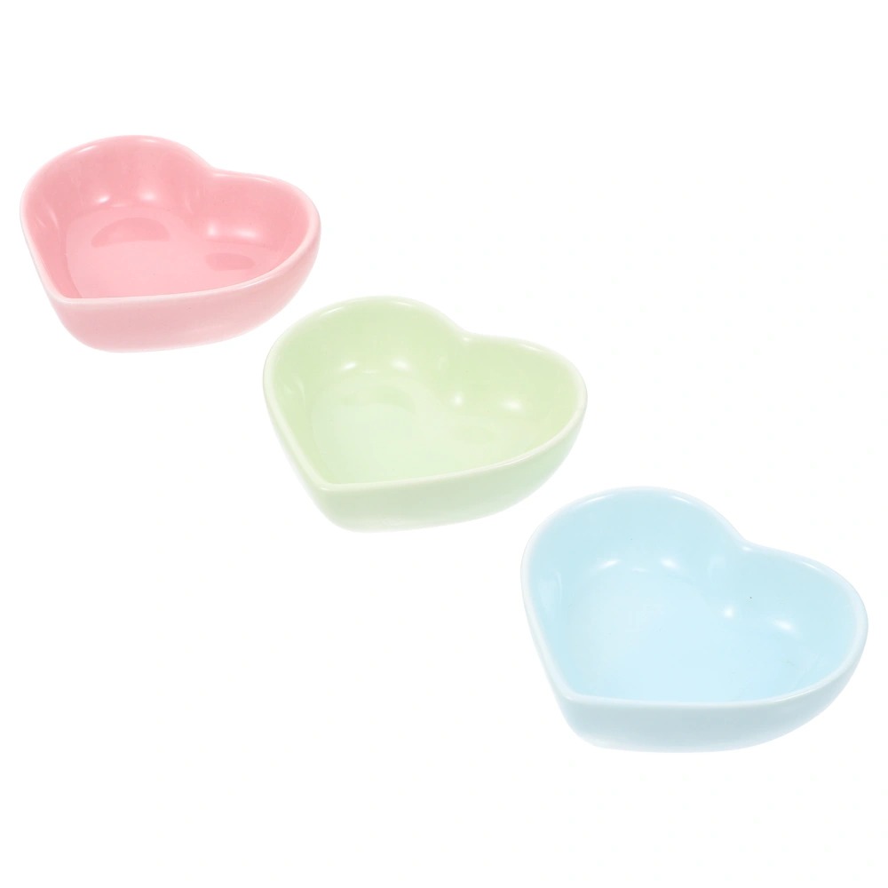 3Pcs Hamster Feeding Bowls Heart-shaped Pet Feeder Bowls Ceramic Hamster Food Bowls