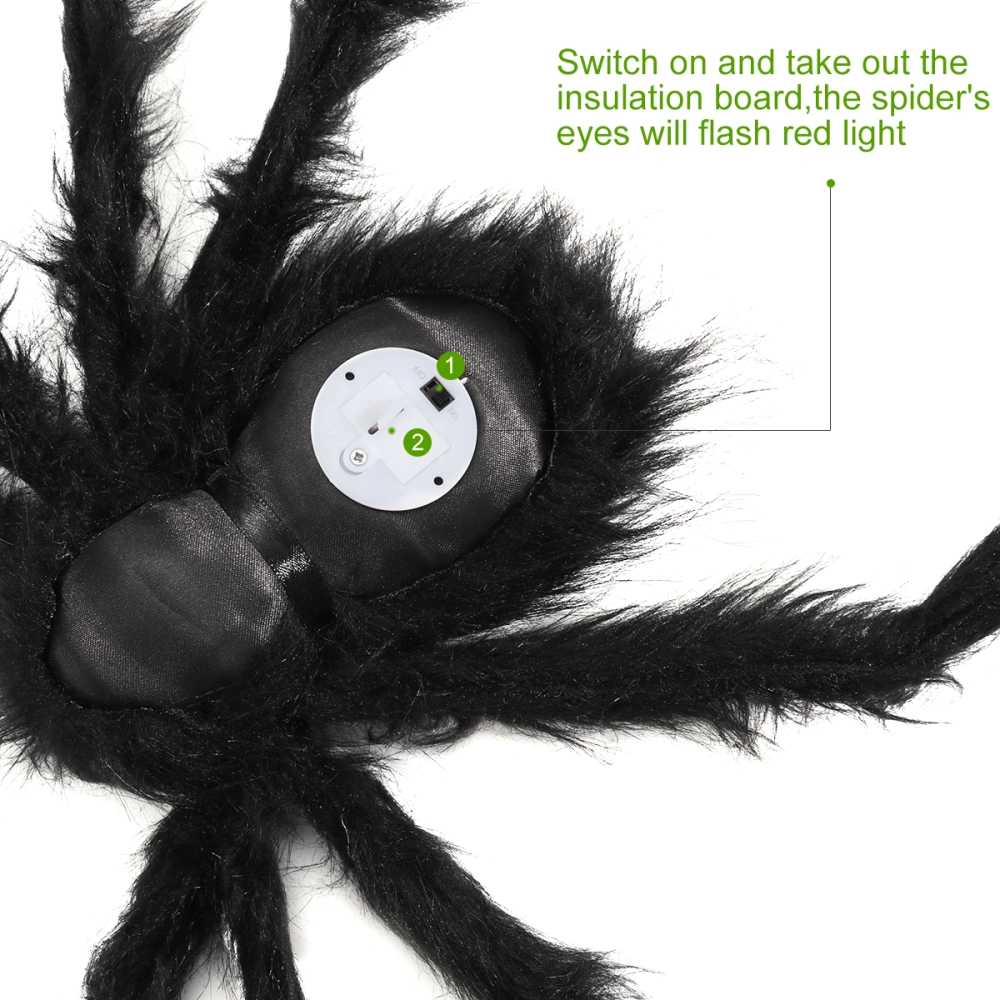 BESTOMZ Halloween Creepy Plush Spider Giant Spider with LED Glowing Eyes 100CM (Red Light)