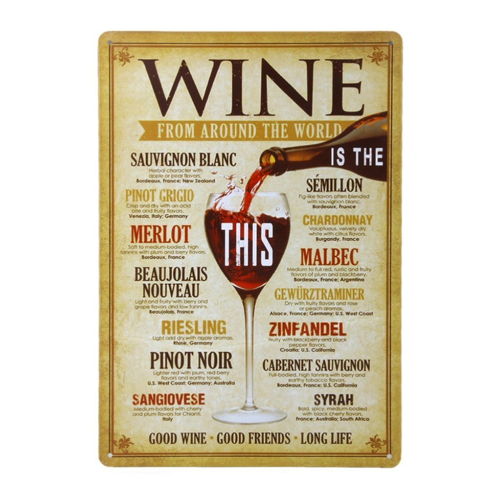 Wine From Around the World Drinking Distressed Retro Vintage Tin Sign