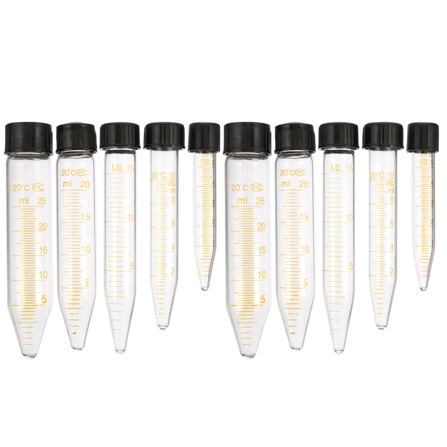 10pcs Conical Centrifuge Tube with Screw Glass Vial Tube for Laboratory