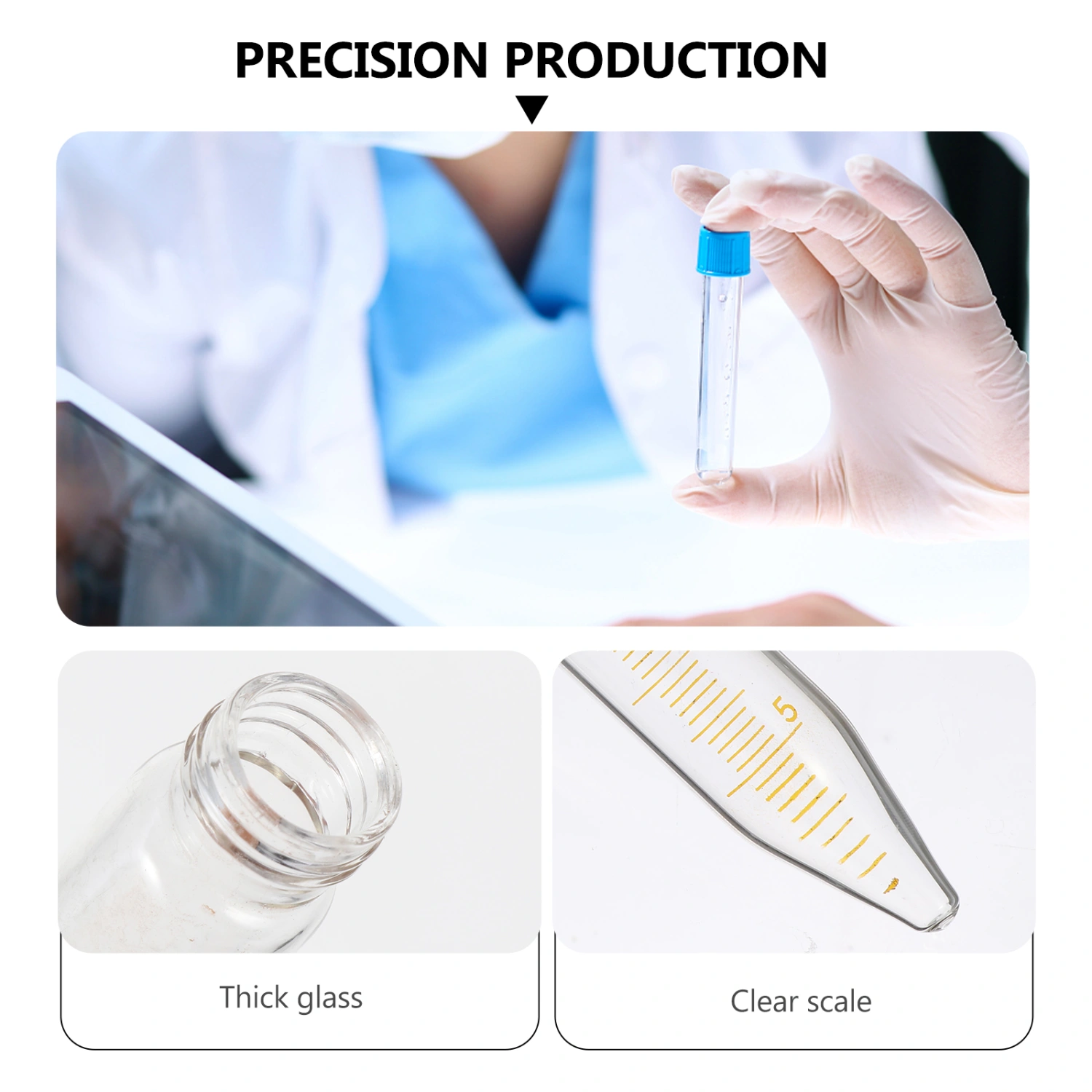 10pcs Conical Centrifuge Tube with Screw Glass Vial Tube for Laboratory