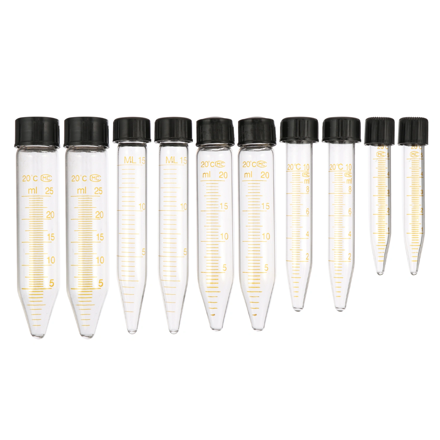 10pcs Conical Centrifuge Tube with Screw Glass Vial Tube for Laboratory