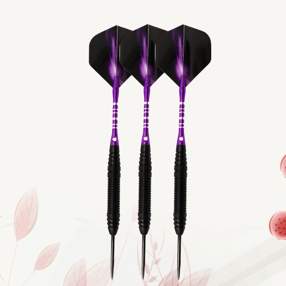 1 Set Alloy Darts Set Professional Needle Tipped Dart Shafts Standard Flights with Dart Sharpener for Dartboard (Purple)