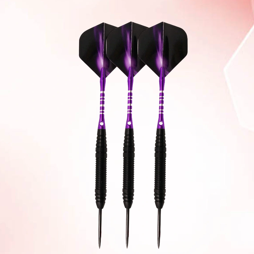 1 Set Alloy Darts Set Professional Needle Tipped Dart Shafts Standard Flights with Dart Sharpener for Dartboard (Purple)