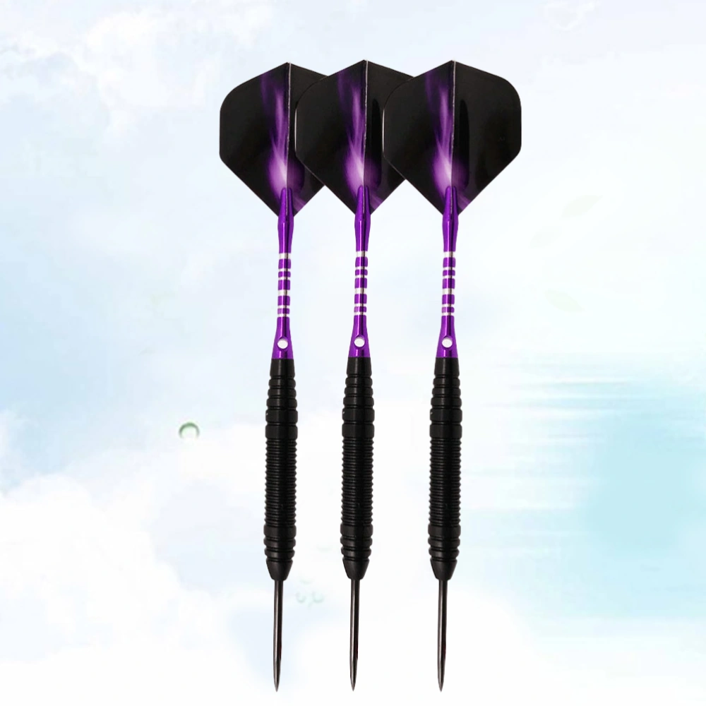 1 Set Alloy Darts Set Professional Needle Tipped Dart Shafts Standard Flights with Dart Sharpener for Dartboard (Purple)