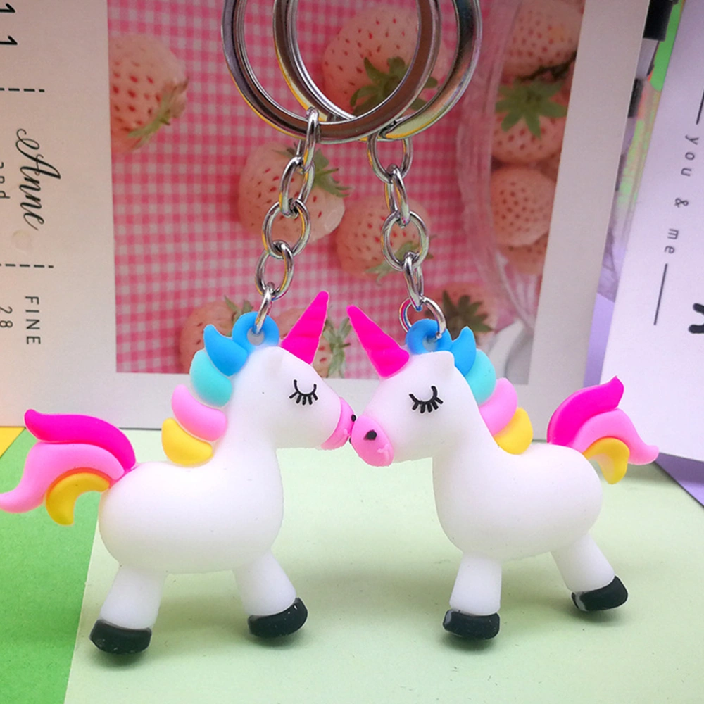 6pcs PVC Cartoon Unicorn Shaped Key Ring Lovely Keychains Key Decoration Key Holder