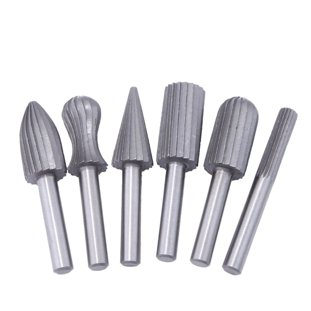 6PCS High Carbon Steel Routing Router Bits Burr Rotary Tools Suit Woodworking Carving Engraving Drilling Rotary Tools