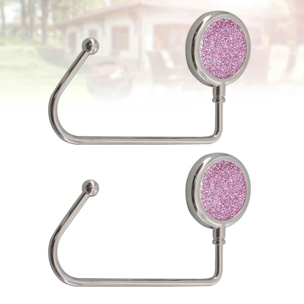 2pcs Alloy Handbag Hangers Durable Bag Hooks Pouch Desktop Holders Table Backpack Hook (Pink)