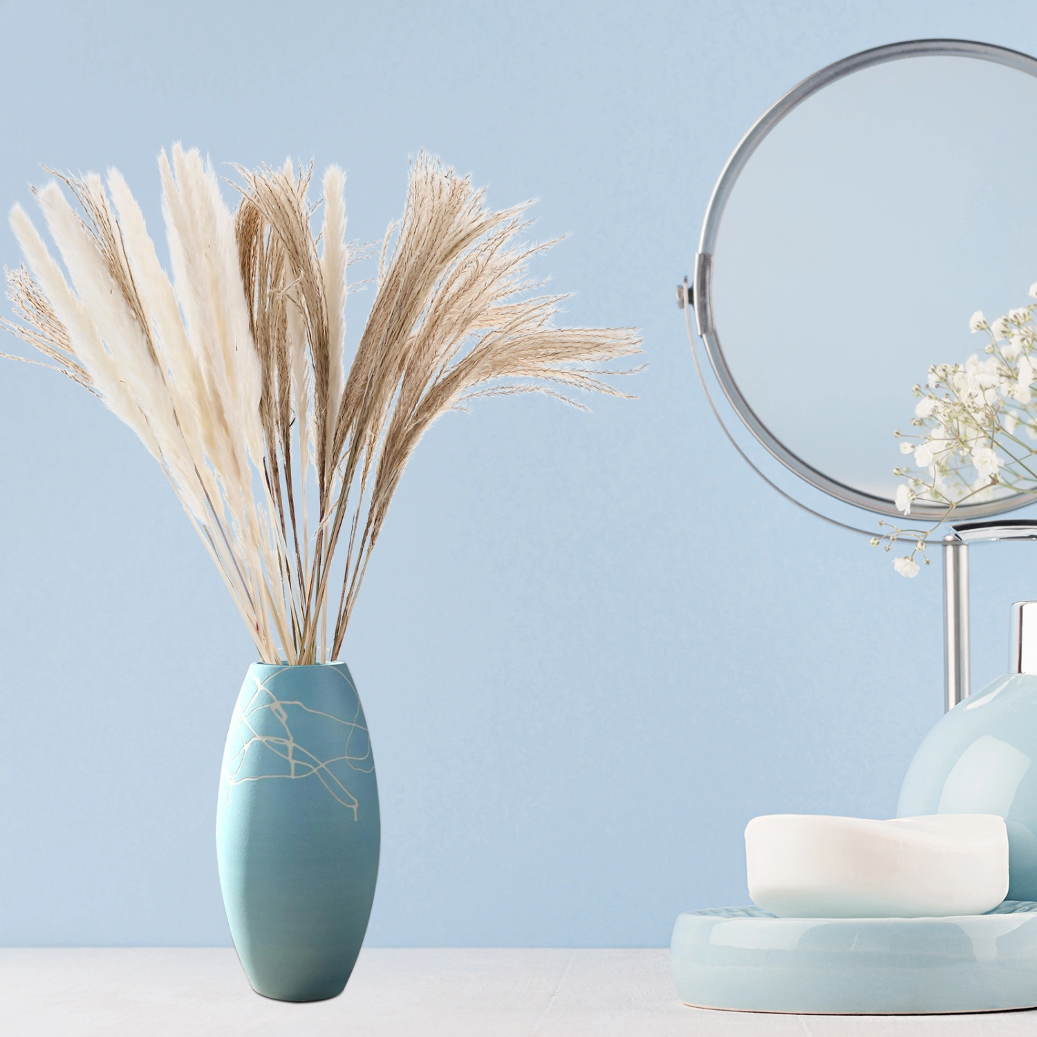 30Pcs Dried Pampas Grass Decor Office Pampas Adornments Desktop Pampas Photo Props