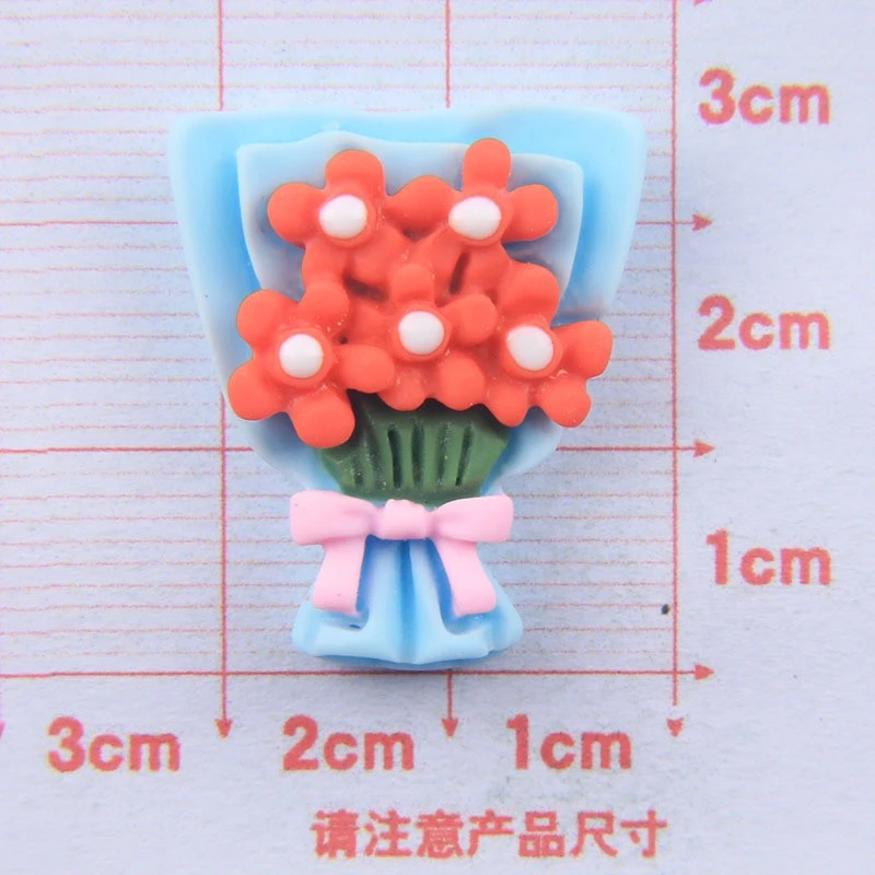 10pcs Resin Mini Flower Bouquet Charms Phone Case Charms Crafting Charms for DIY Craft Making