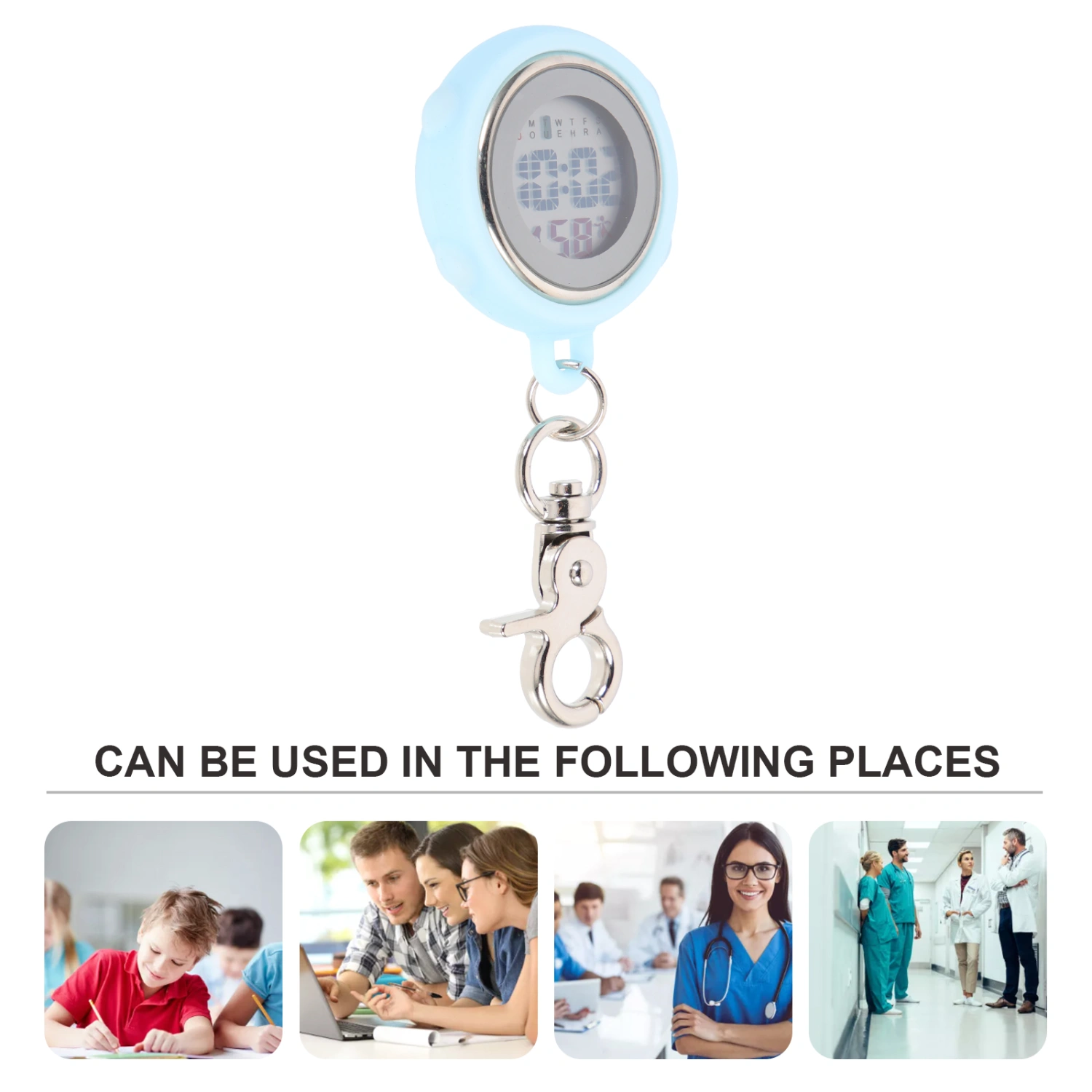 Clip On Watch Student Exam Pocket Watch Digital Hanging Watch Stopwatch