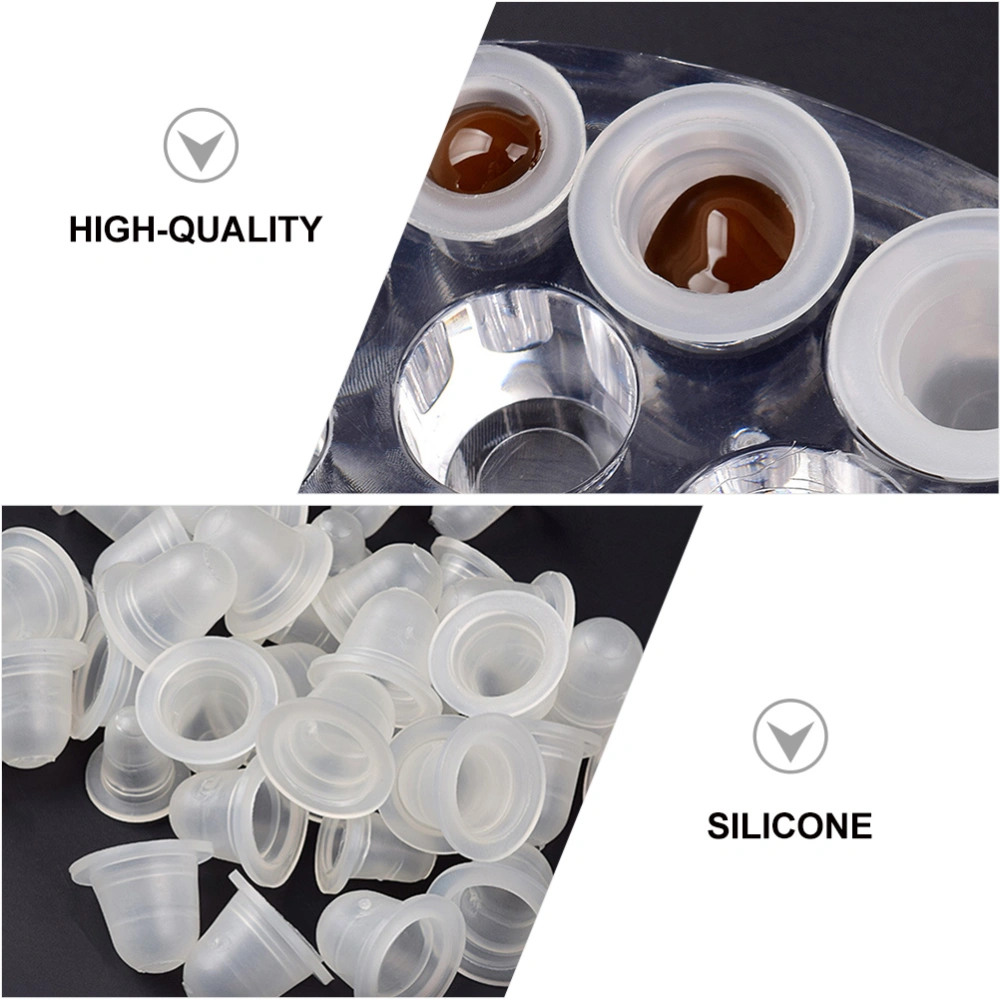 200Pcs Semi-Permanent Silicone Ink Cups Makeup Pigment Container Caps