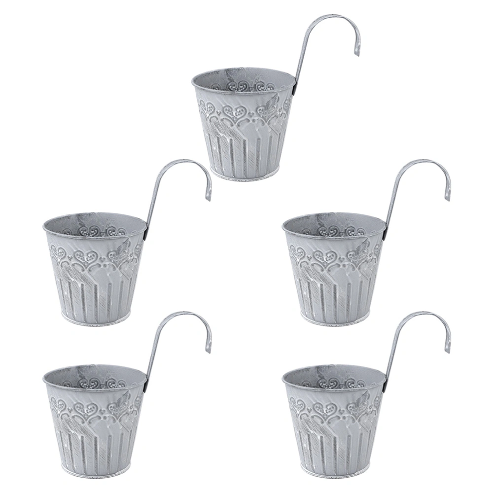 5pcs Unique Iron Flower Pots Delicate Hanging Flowerpot  Retro Gardening Decor