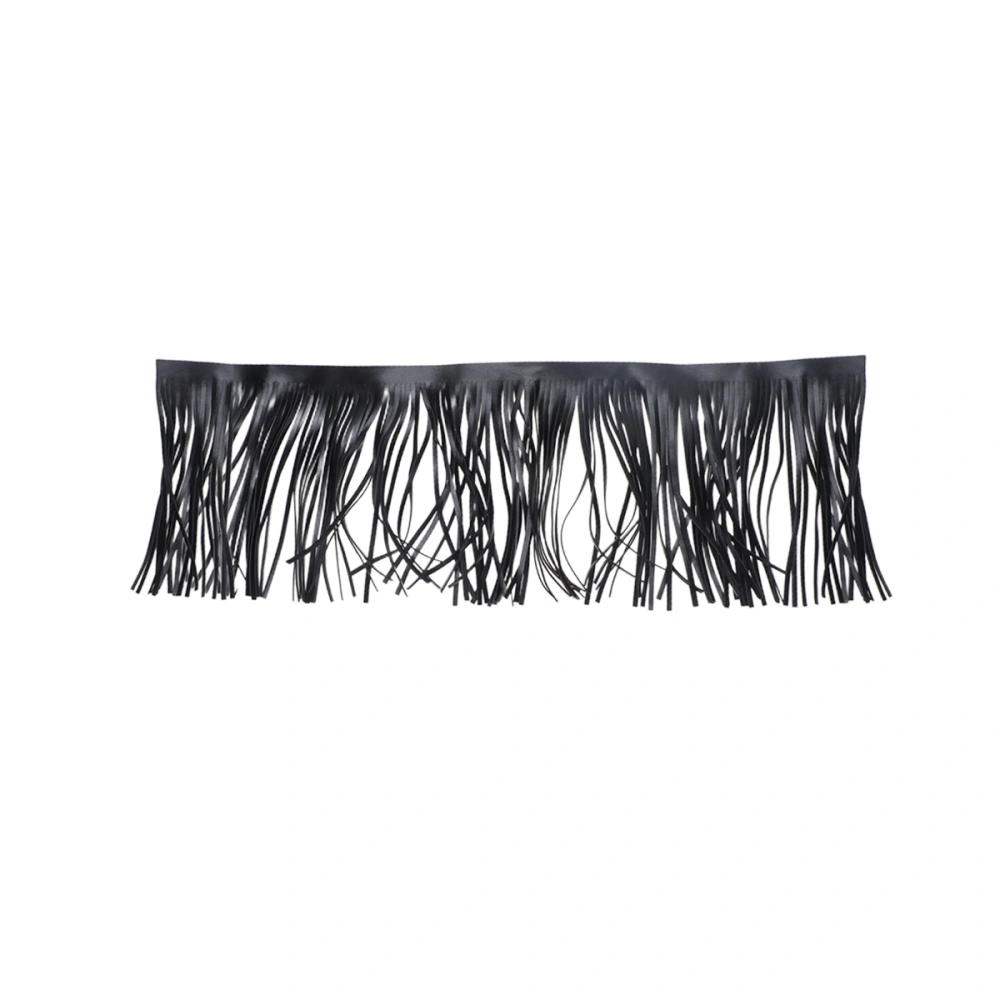 1pc DIY Garment Tassel Double Sided Tassel Fringe PU Leather DIY Garment Accessories (Black)