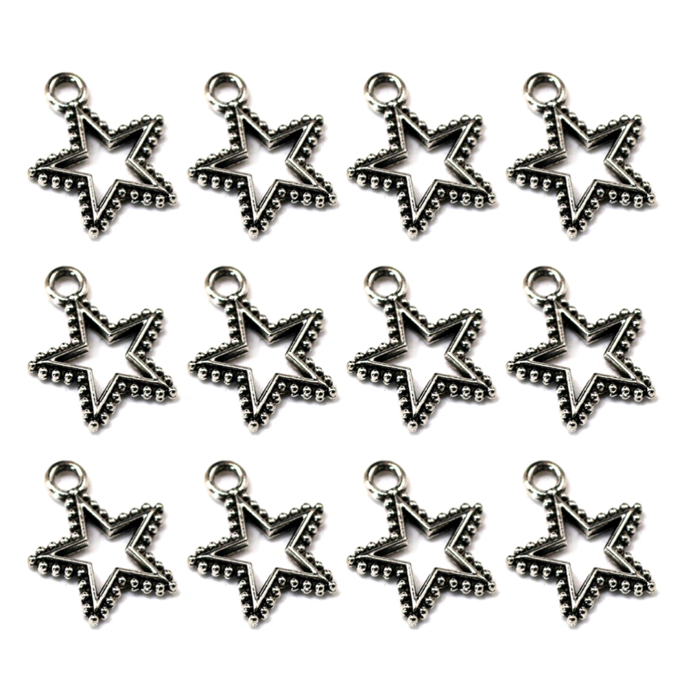 100pcs Alloy Five-Pointed Star Pendants Charms Jewelry Making Accessory for Necklace Earrings (Antique Silver)