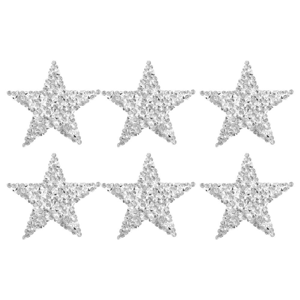 4Pcs Silver Diamond Star Patches Applique Decorative Sewing Adhesive Patches