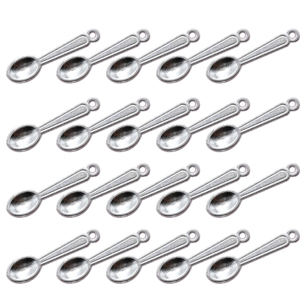 20pcs Alloy Spoon Shape Pendants Charms DIY Jewelry Making Accessory for Necklace Bracelet (Bright Silver)