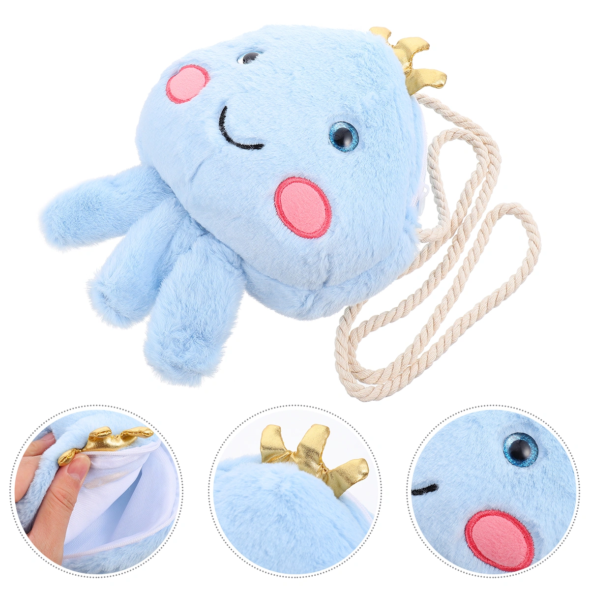 1pc Cartoon Jellyfish Change Purse Kids Pouch Plush Crossbody Trendy Bag