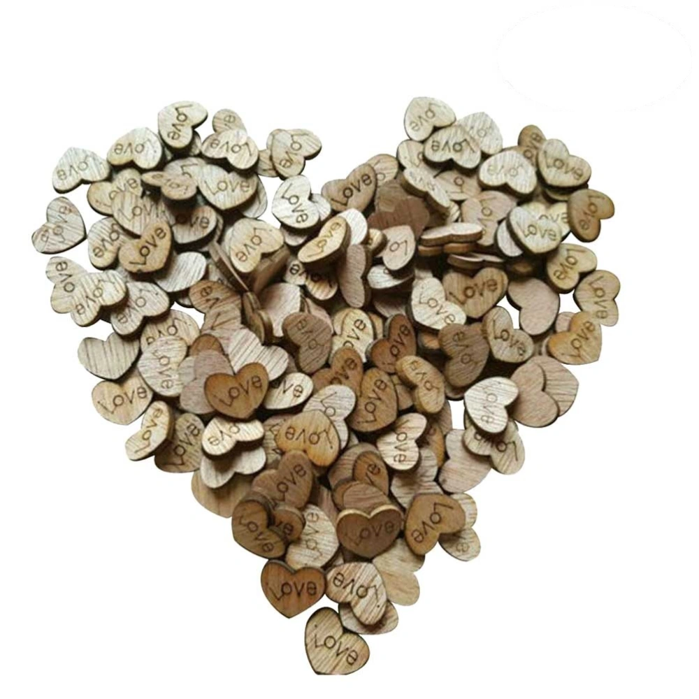 200Pcs Wooden Chips Wedding DIY Decoration Natural Heart-shaped Wood Chips Candy Bar Party Gift