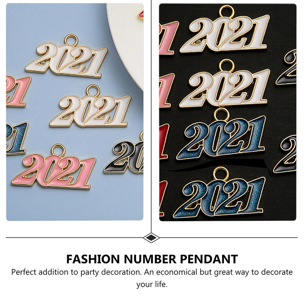 10pcs DIY 2021 Number Pendants Set Earrings Bracelet Jewelry Craft Accessory