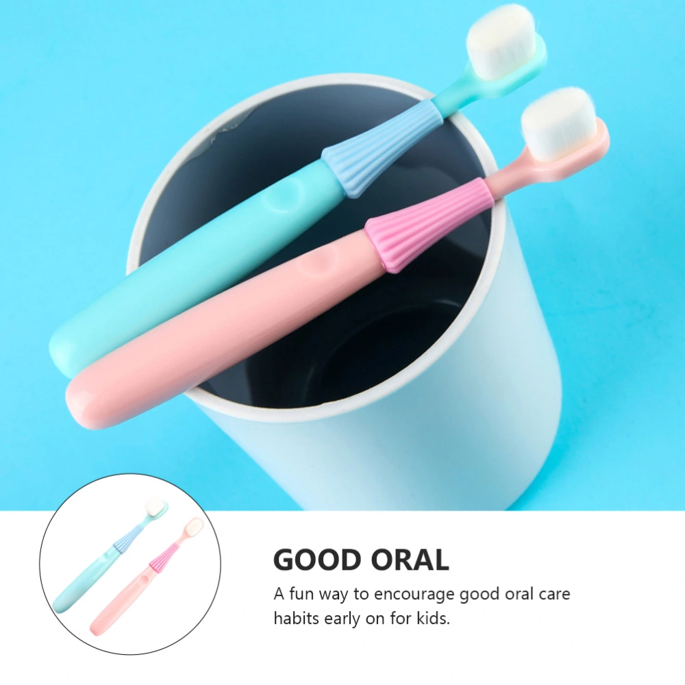  2pcs Kids Toothbrush Children Teeth Cleaning Toothbrush with Nano Silicone Head