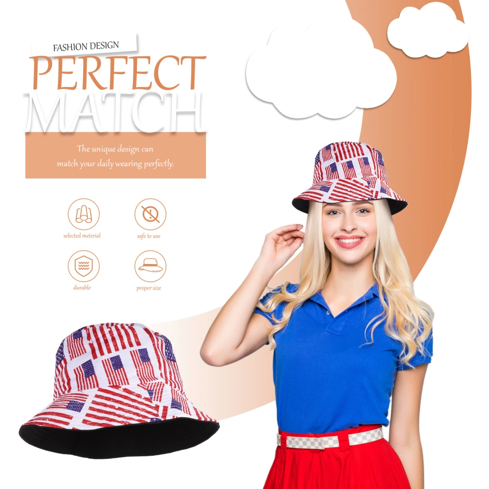 American Flag Bucket Hat Reversible Double Side Wear Fisherman Hat Sun Hat