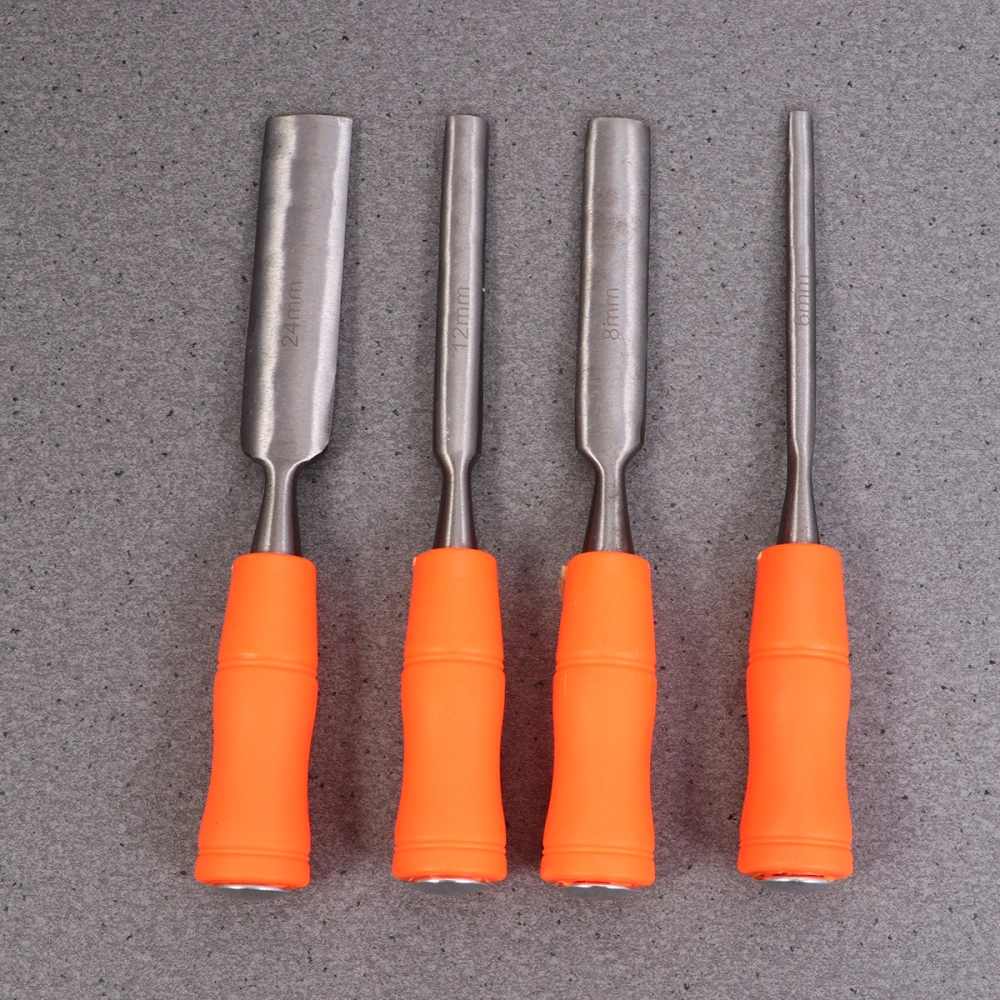 4Pcs Wood Carving Hand Chisel Tool Set Steel Chisel Flat Spatula (Internal Opening Gouge 6mm + Internal Opening Gouge 12mm Internal Opening Gouge 18mm Internal Opening Gouge 24mm)