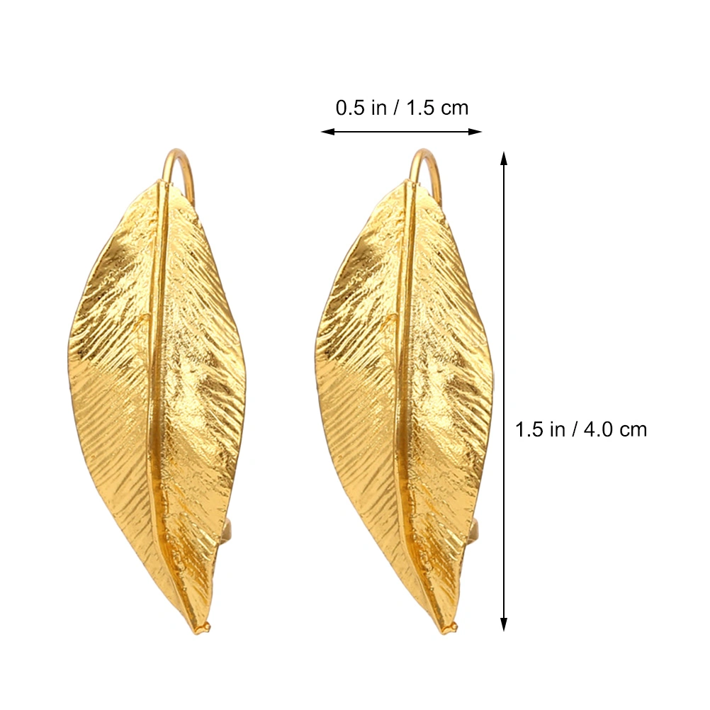 1 Pair Gold Leaf Earrings Retro Leaf Ear Decorations Woman Fashion Ear Accessories