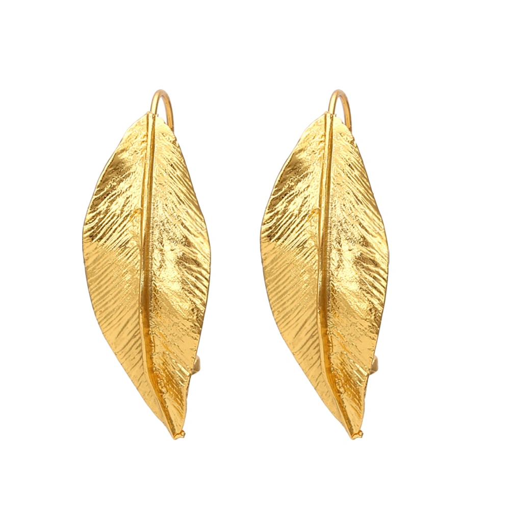 1 Pair Gold Leaf Earrings Retro Leaf Ear Decorations Woman Fashion Ear Accessories