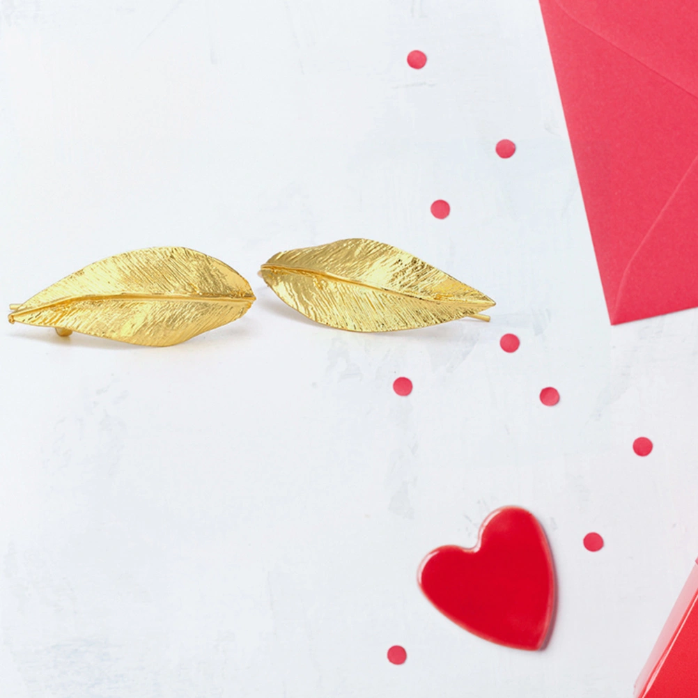 1 Pair Gold Leaf Earrings Retro Leaf Ear Decorations Woman Fashion Ear Accessories