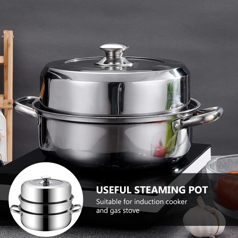 1Pc Stainless Steel Steaming Pot Rustproof Home Stockpot Multipurpose Pot