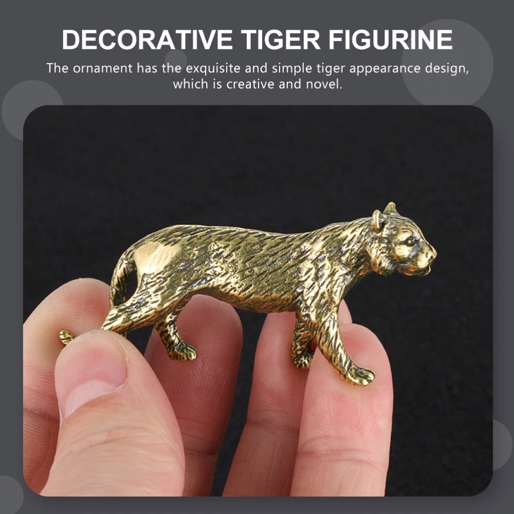 Decorative Tiger Figurine Desktop Tiger Statue Wear-resistant Brass Decor Home Accessory