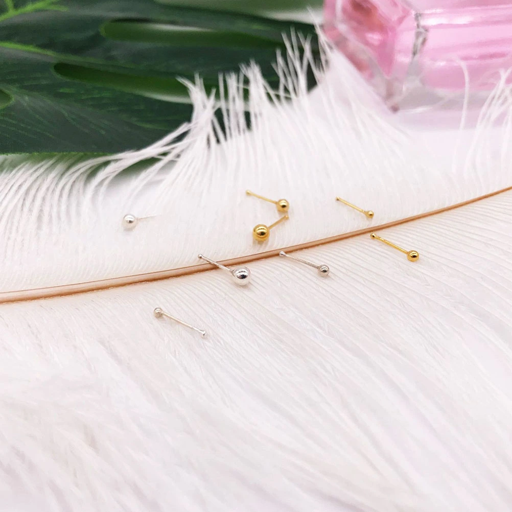 6PCS Straight Rod Nose Studs Fashion Nose Rings Simple Piercing Nose Studs Practical Nose Jewelry for Women Men Wearing (Silver+Black+Golden+Blue+Colorful+Rose Gold)