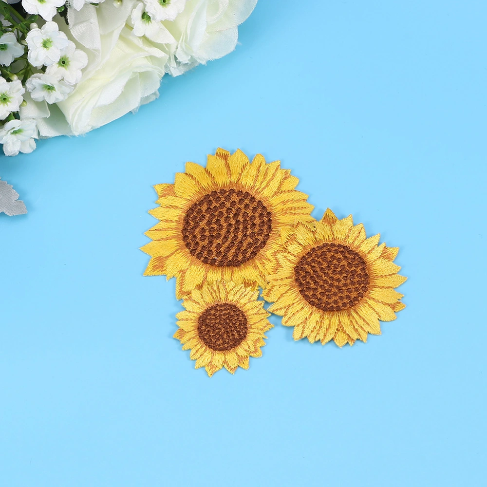 10pcs Embroidery Sunflower Patches DIY Applique Decorative Cloth Paste for Backpack Clothes Scrapbook (Small+Large)