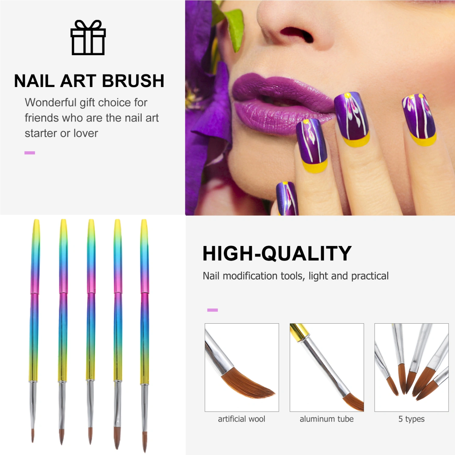 4Pcs Acrylic Nail Art Painting Brush Nail Painting Design Pen Manicure Art Tools
