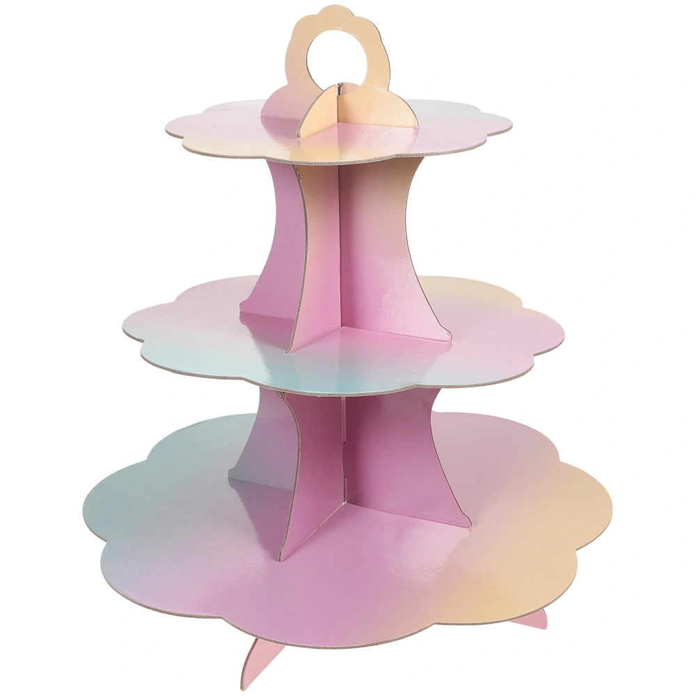 Cake Holder 3 Tiers Decorative Cake Stand Paper Disposable Rainbow Cake Stand