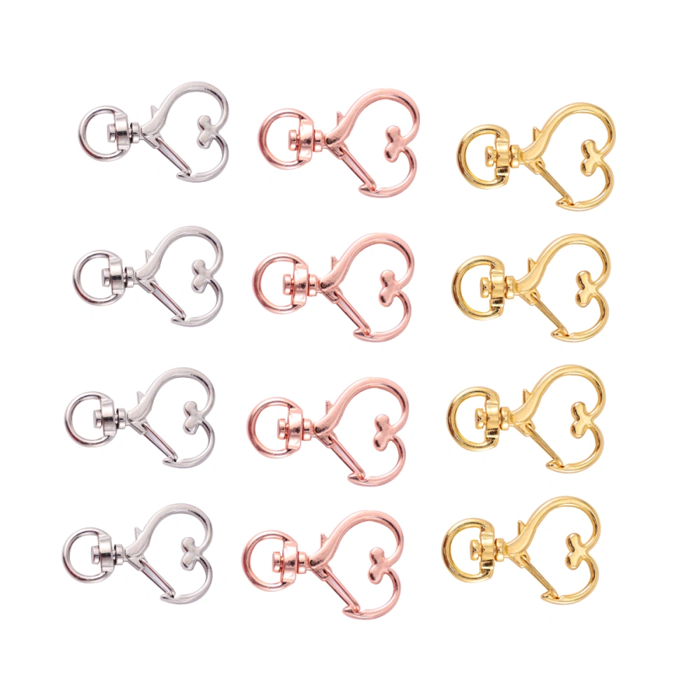 30Pcs Creative Zinc Alloy Keychain Accessories Peach Heart Shape Alloy Keyring Buckle Key Holder Key Decoration Small Gift for Men Women (Silver, Golden, Rose Gold)