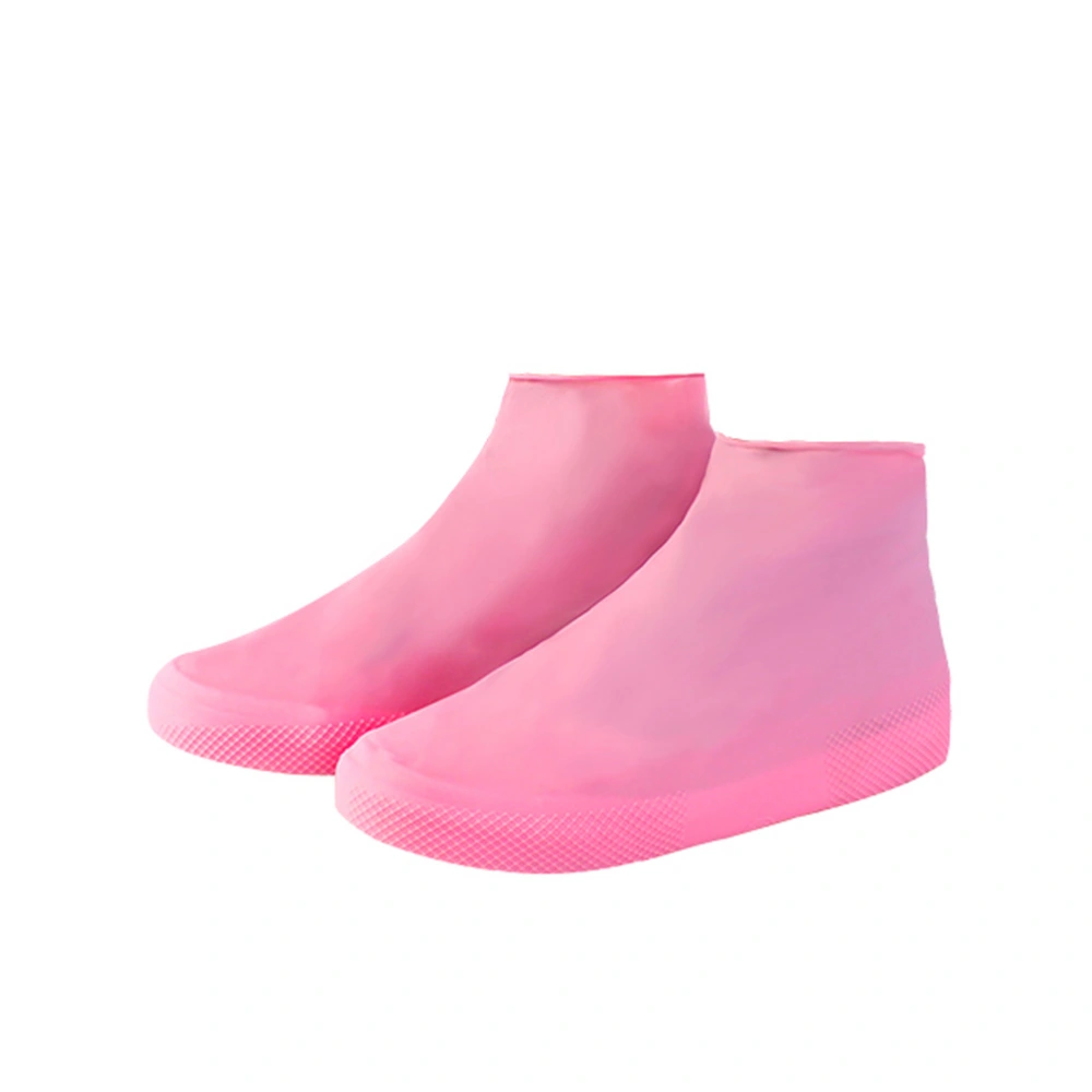 Unisex Waterproof Disposable Elastic Latex Boot Cover Rain Snow Non-slip Shoe Covers - Size M(Pink)