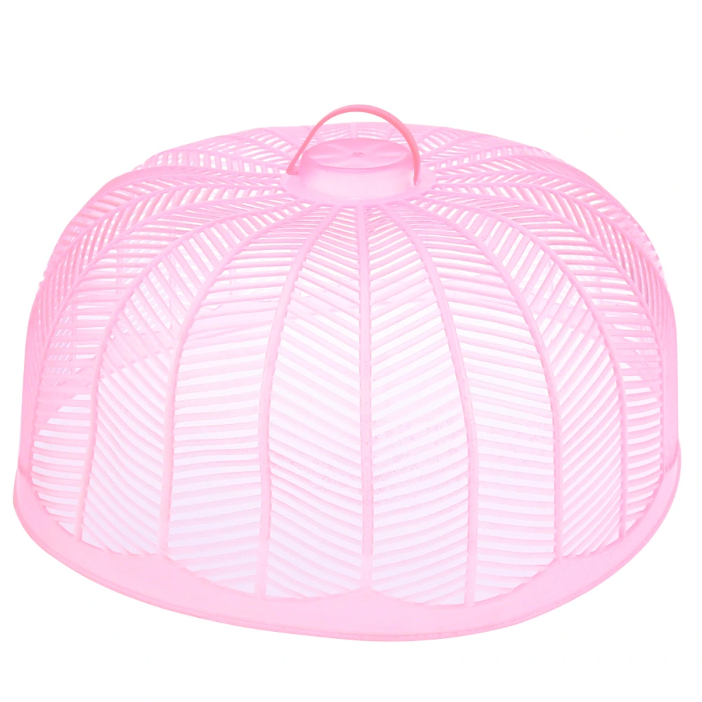 Umbrella Shape Food Cover Plastic Table Cover Picnic Barbecue Party Food Covers Kitchen Fly Anti-insect Cover (Pink)