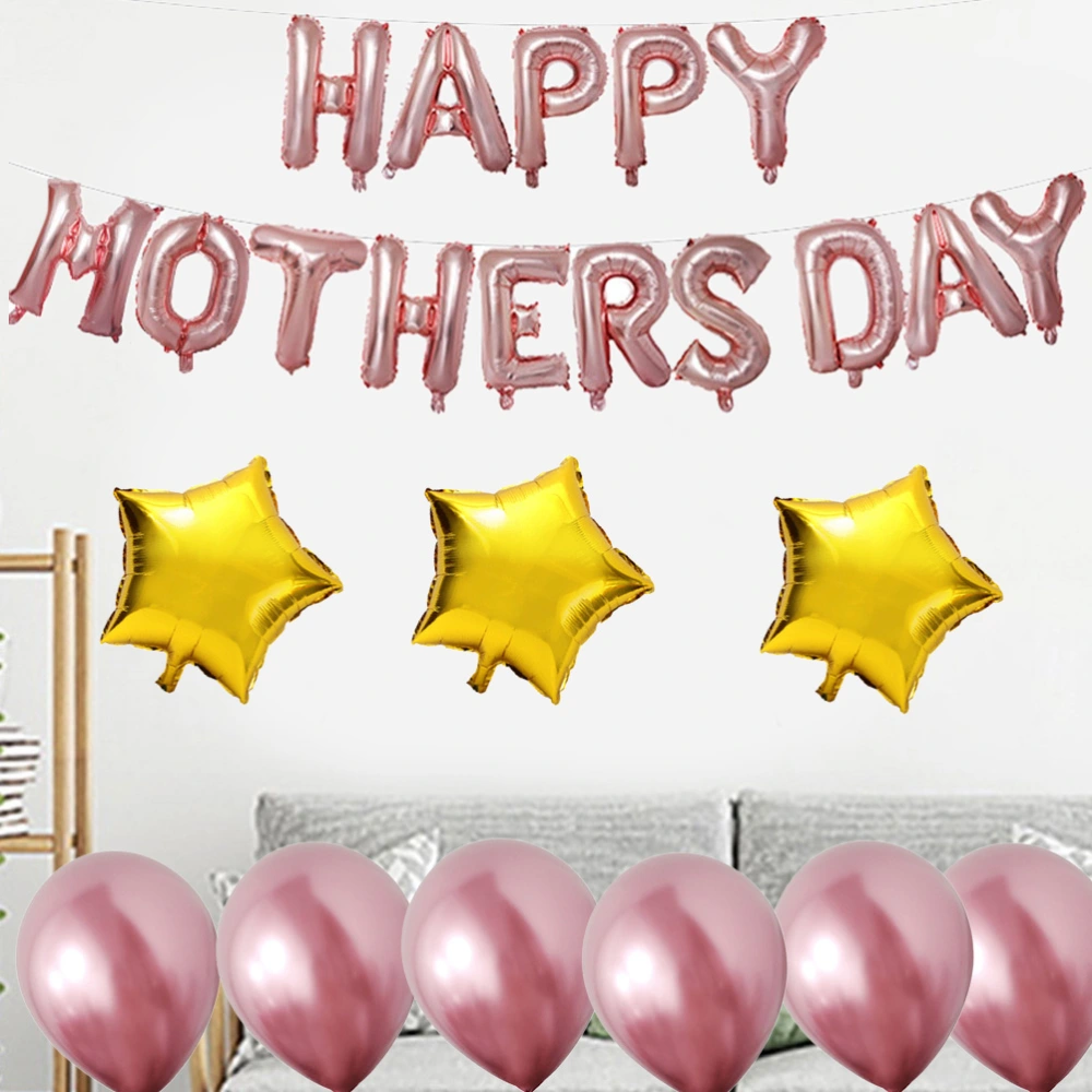 1 Set Mothers' Day Balloon Aluminum Film Balloon Set Happy Mothers Day Letters for Festival Decoration (Rose Gold)