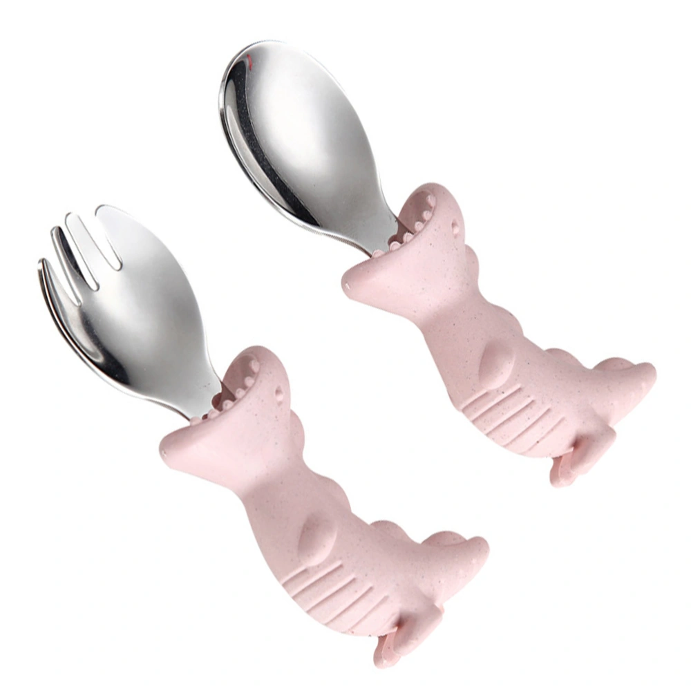 2pcs Baby Fork Spoon Kids Learning Tableware Toddler Training Spoon Fork