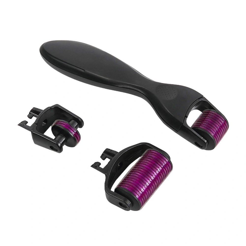 3 in 1 Skincare Roller 0.5mm/1.0mm/1.5mm Facial Body Skin Care Cleaner Kit (Black and Purple)