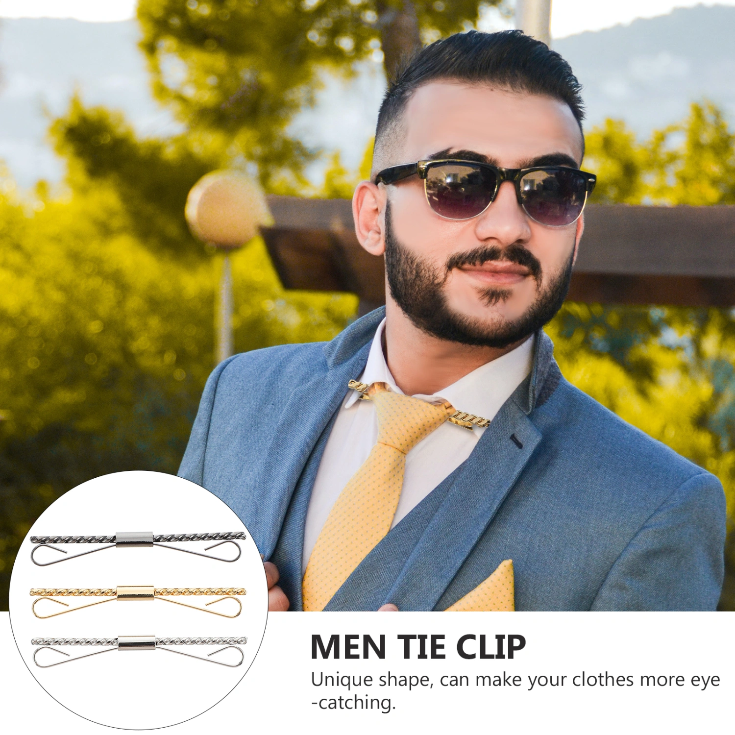 3pcs Men Classic Tie Clips Shirt Collar Clips Necktie Golden Silver Black Clips