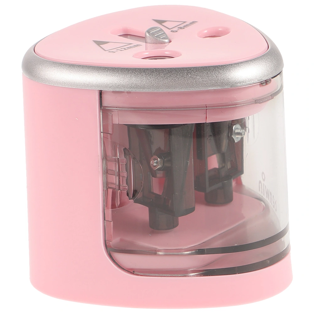 Electric Pencil Sharpener Automatic Battery Operated Pencil Sharpener with Dual Holes for 6-12mm Pencil Durable and Portable (Pink)