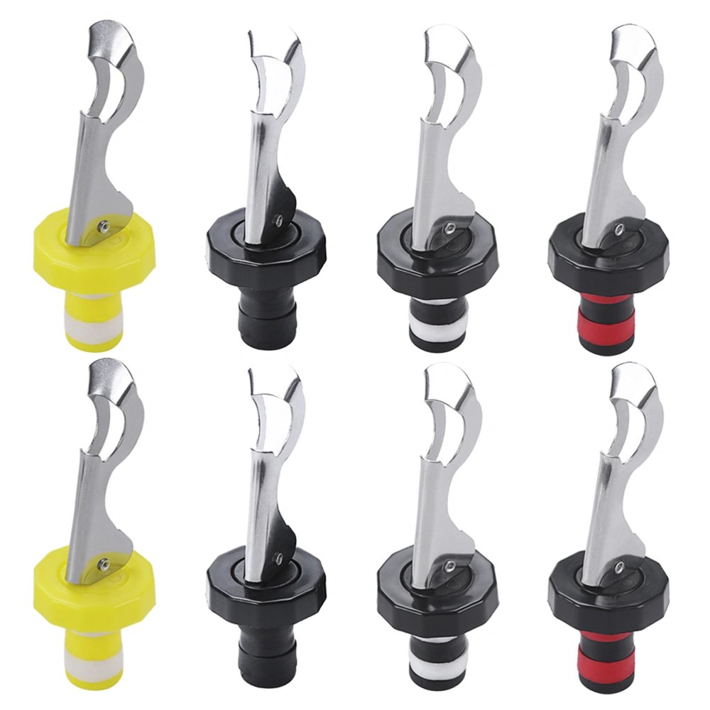 8pcs Silicone Manual Expanding Wine Stopper Sealing Leakproof Beverage Stopper Reusable Bottle Plug (Black and Black+Red and Black+Black and White+Yellow and White)