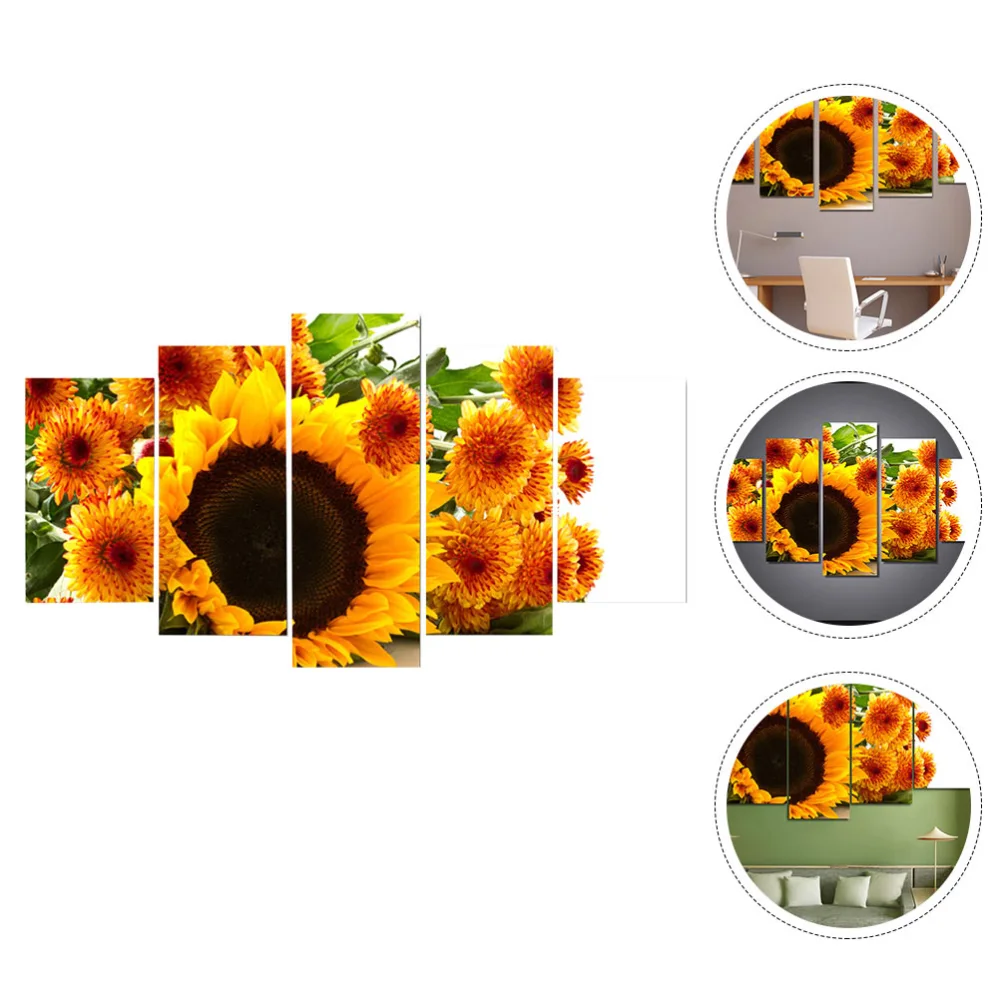 1 Set of Ink Jet Oil Painting Pendant Creative Sunflower Pattern Mural Decor