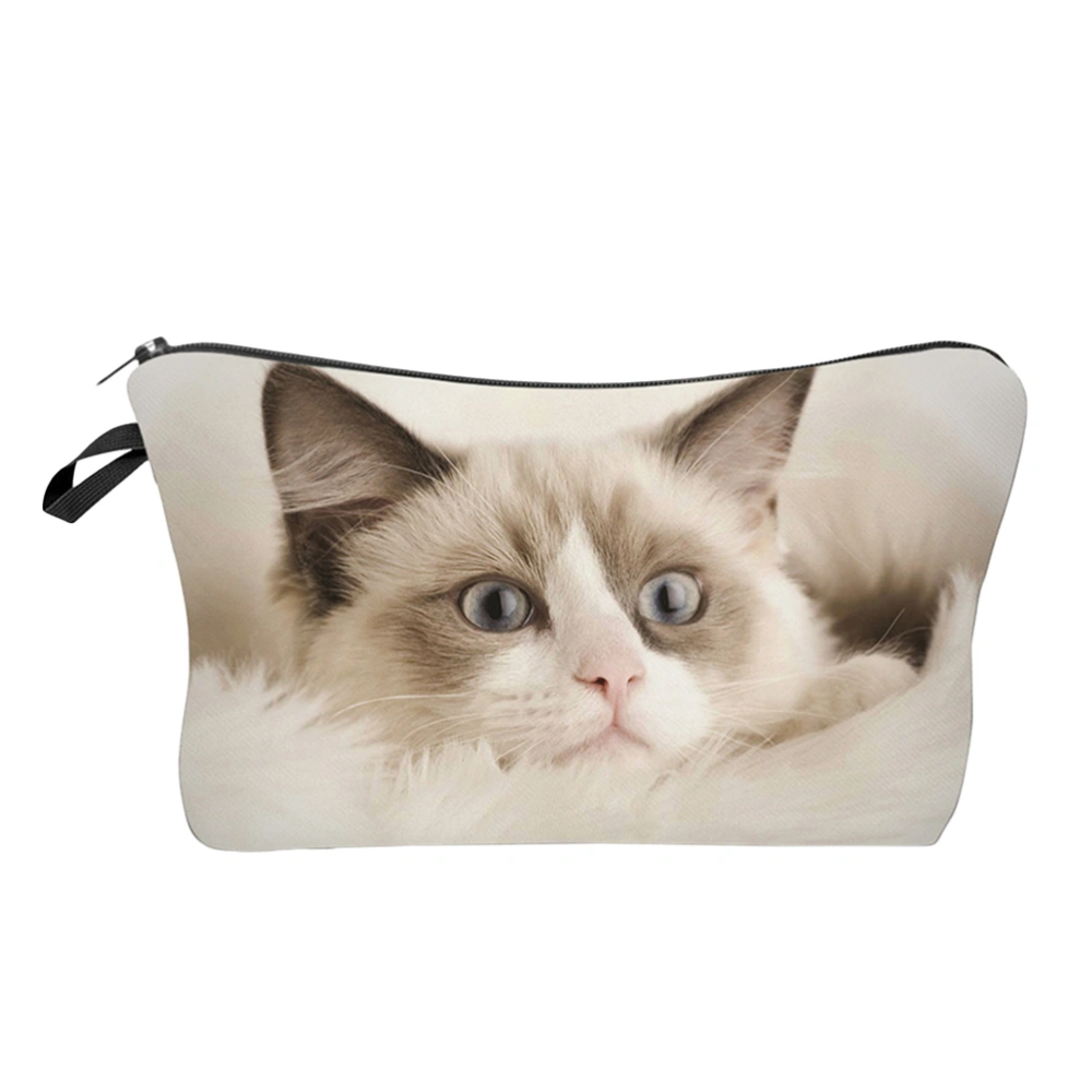 Women Portable Cosmetic Bags Printing Makeup Bag Cosmetics and Toiletries Storage Bag Organizer (Cat Pattern)