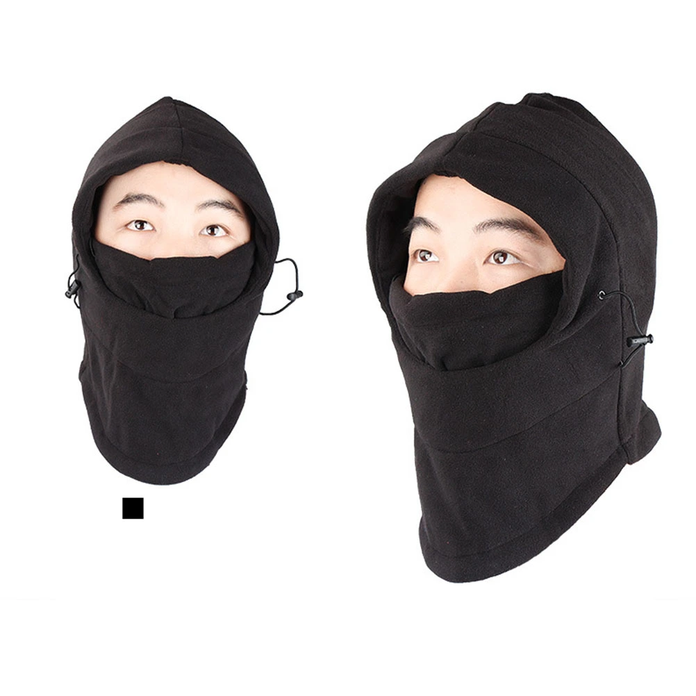 Windproof Hat Thickened Ski Face Mask Fleece Hood Sports Mask for Riding Skiing Mountaineering (Black)